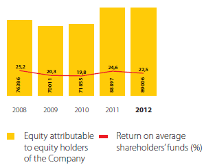 Equity (R million) and return (%)